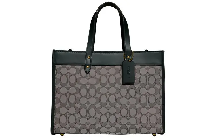 COACH Field Monogram Canvas With Leather Tote Bag, Crossbody Bag, Handbag Large Women's Jasper