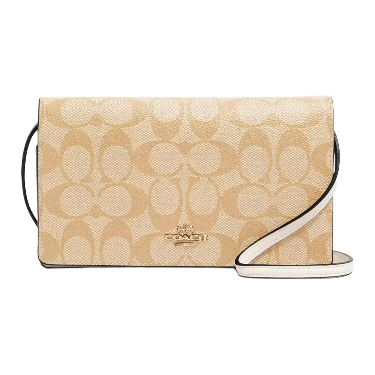COACH Anna Monogram Canvas With Leather Crossbody Bags Small Women's Khaki & White