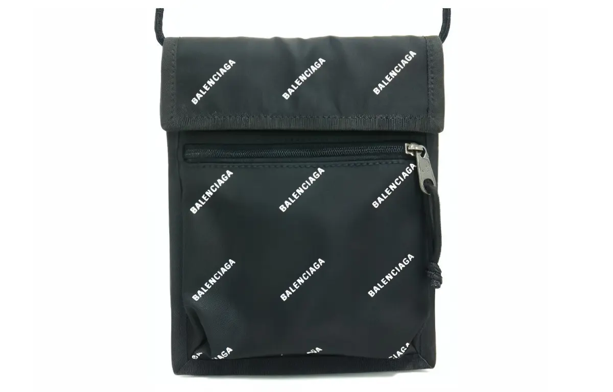 Balenciaga Nylon Shoulder Bag, Crossbody Bag Women's Black