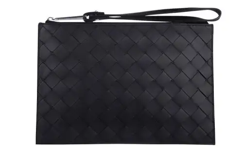 Bottega Veneta Cow Leather Clutch Medium Men's Black