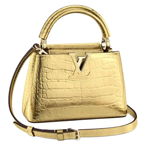 LOUIS VUITTON Capucines Crocodile Leather Kapsyn Shoulder Bag, Crossbody Bag, Handbag Mini Women's Gold