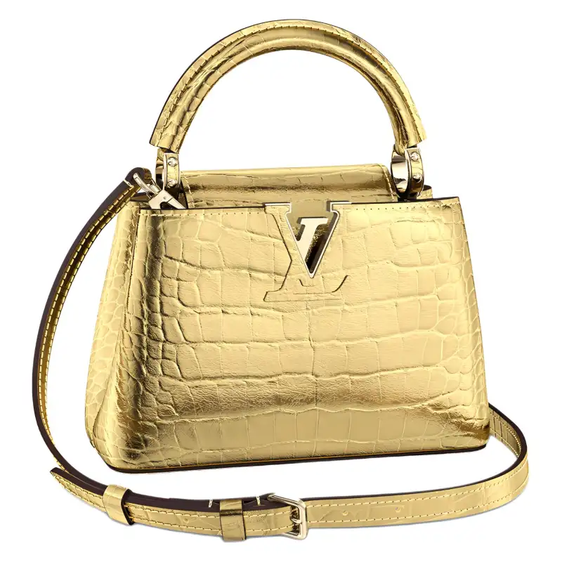 LOUIS VUITTON Capucines Crocodile Leather Kapsyn Shoulder Bag, Crossbody Bag, Handbag Mini Women's Gold