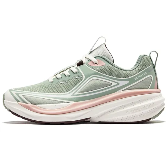 Erke Vertical And Horizontal Series Running Shoes Women's Low-Top Jade Green Microcrystal White