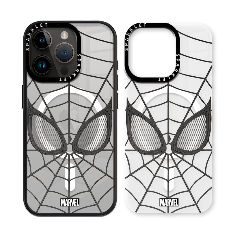 Disney Disney ABS+PC material Marvel Spider-Man glitter silver edge creative magnetic replacement shell premium mobile phone case suitable for Apple/apple 16/15/14/13 PRO/MAX cool trend