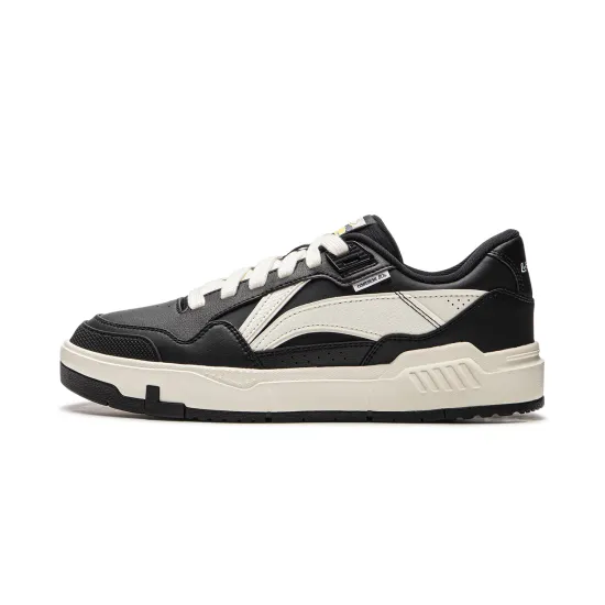LiNing Common 80s Anti-Slip Wear-Resistant Low-Top Skateboard Shoes Men's Black White