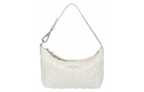 MIU MIU MaritimeSpirit Leather Handbag, Portable Underarm Shoulder Bag Mini Women's White