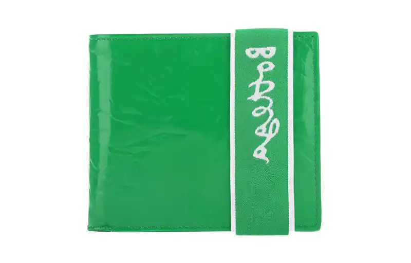 Bottega Veneta Elastic Band Bi fold Wallet Green / White