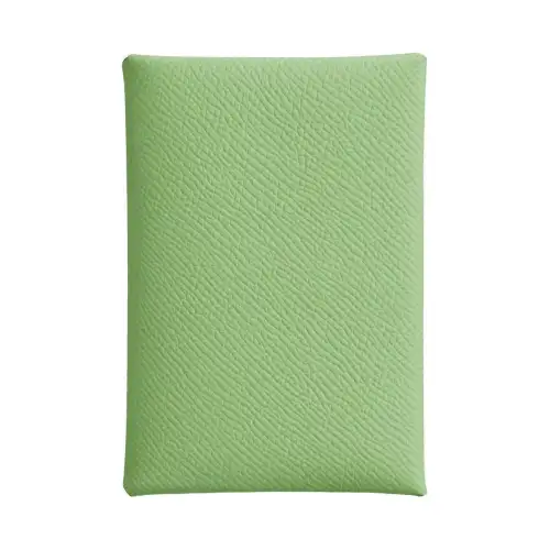 HERMES Calvi Duo Epsom Calfskin Card Holder Mini Women's 3I VertCriquet Avocado Green