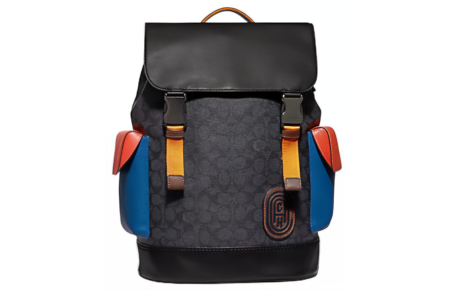 COACH Rivington Canvas With Leather Backpack Men's Black & Blue