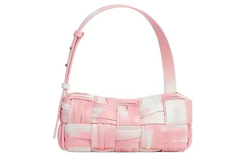 Bottega Veneta CASSETTE Pleated Sheepskin Handbag, Shoulder Bag Small Women's Ice Silk & Ribbon & Pink