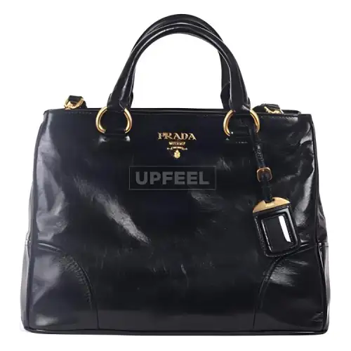 PRADA Calfskin Tote Bag, Shopping Bag, Shoulder Bag, Crossbody Bag, Handbag Women's Black