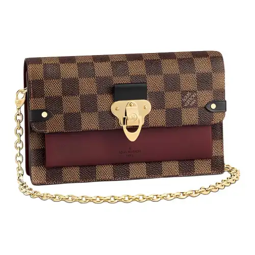 LOUIS VUITTON Cow Leather Chain Bag Women's Burgundy