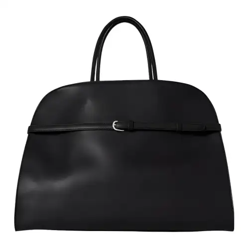 THE ROW Margau Polished Saddle Leather Tote Bag, Shopping Bag, Handbag Women's Black