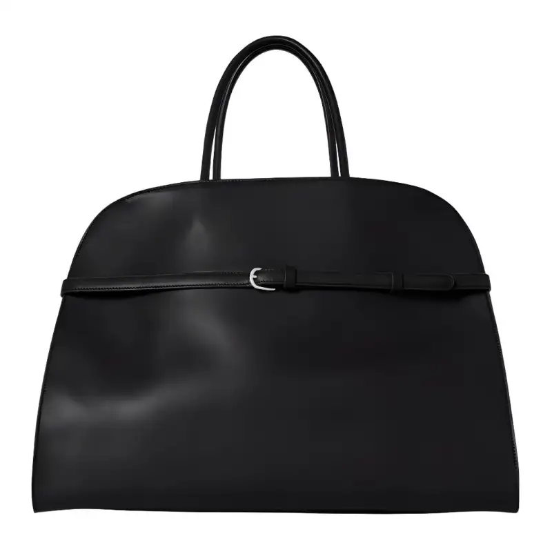 THE ROW Margau Polished Saddle Leather Tote Bag, Shopping Bag, Handbag Women's Black