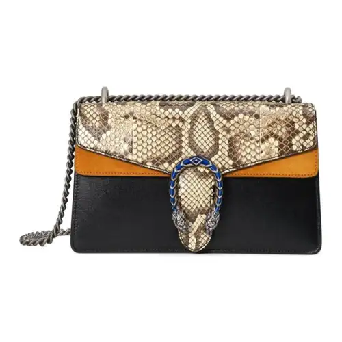 GUCCI Dionysus Python Skin Patchwork Leather Chain Shoulder Bag, Crossbody Bag Small Women's