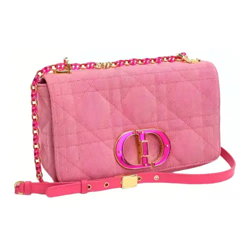 DIOR Caro Denim Portable Crossbody Bag, Shoulder Bag Medium Women's Bright Pink