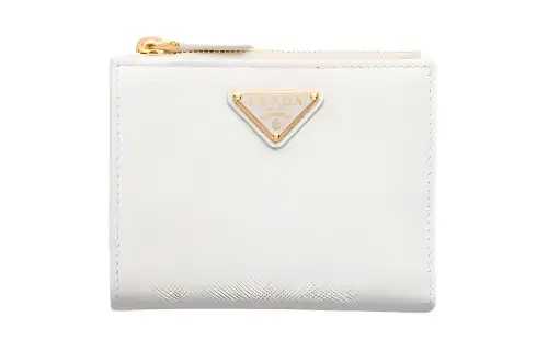 PRADA Saffiano Leather Wallet Small Women's White