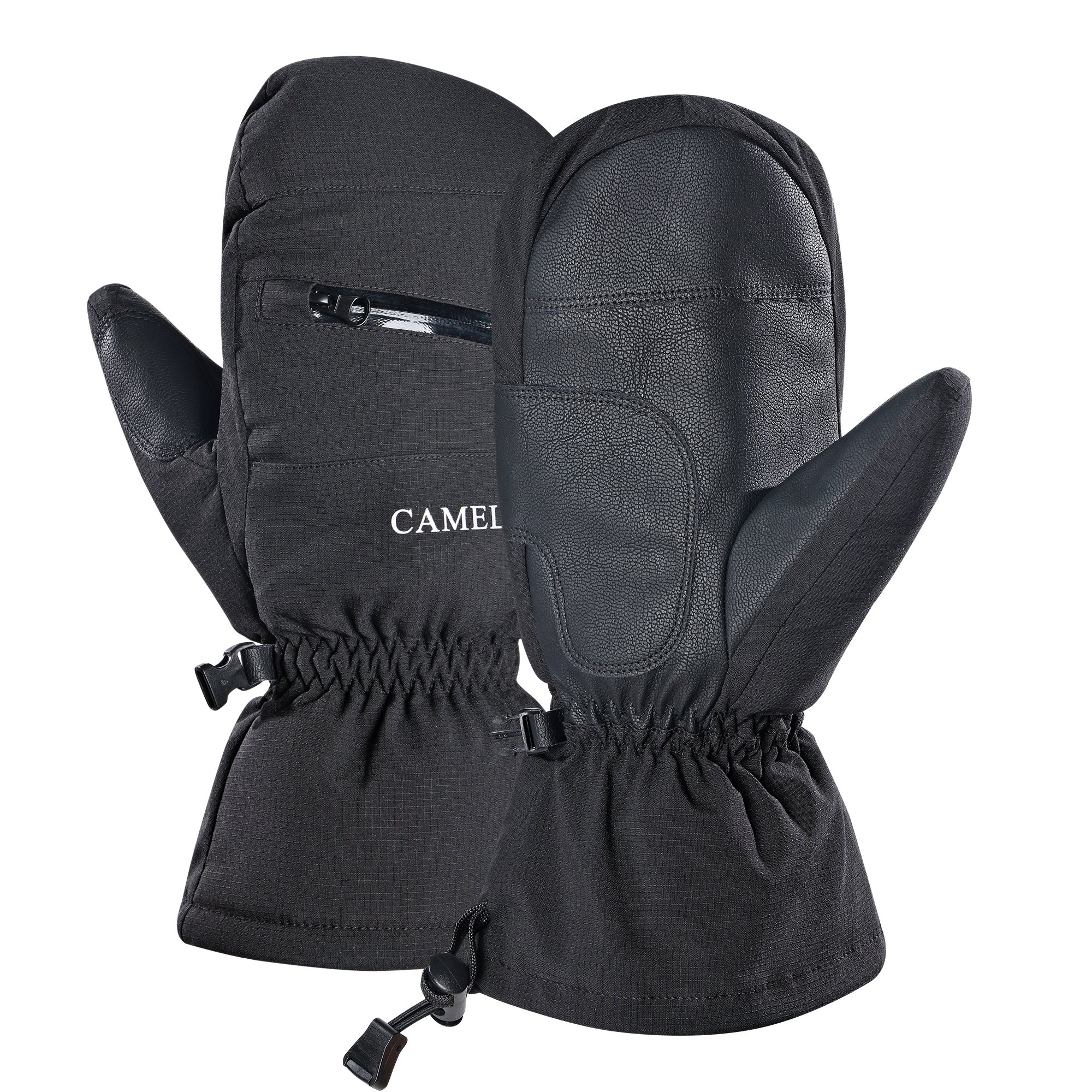 CAMEL Durable Comfortable Outdoor Thickened And Fleece Lined Ski Gloves Windproof And Waterproof Thermal Mittens Unisex