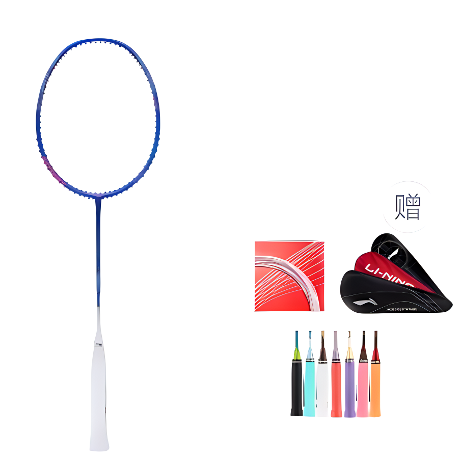 Li Ning Thunder 20 Full Carbon Badminton Rackets Offensive Type Heavy Head, Stiff Shaft Entry level 4U/G5 Blue White