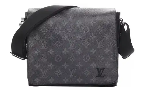 LOUIS VUITTON Messenger Coated Canvas Shoulder Bag, Crossbody Bag Small Men's Black