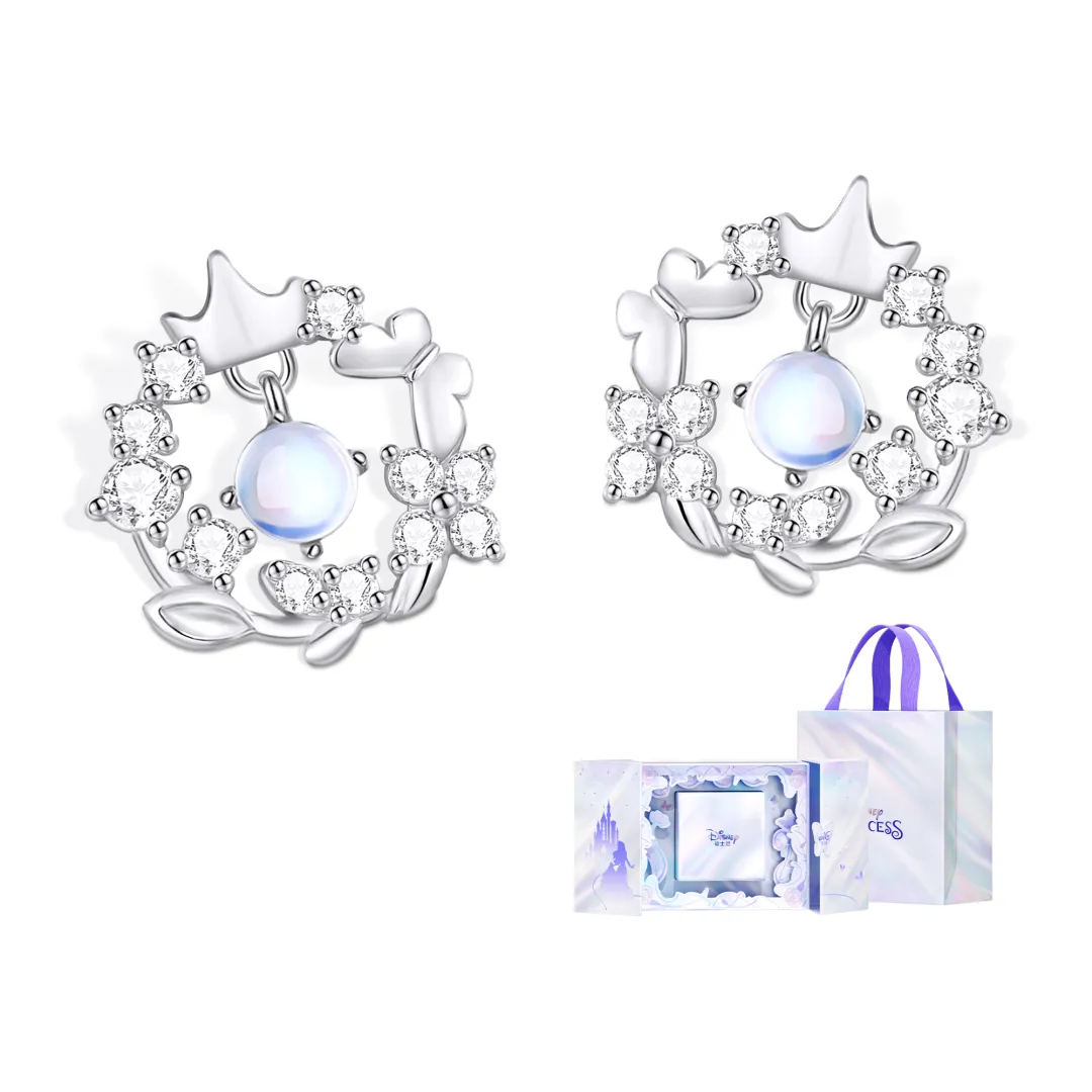 Disney Princess 925 Sterling Silver Stud Hoop Earrings Women's Silver