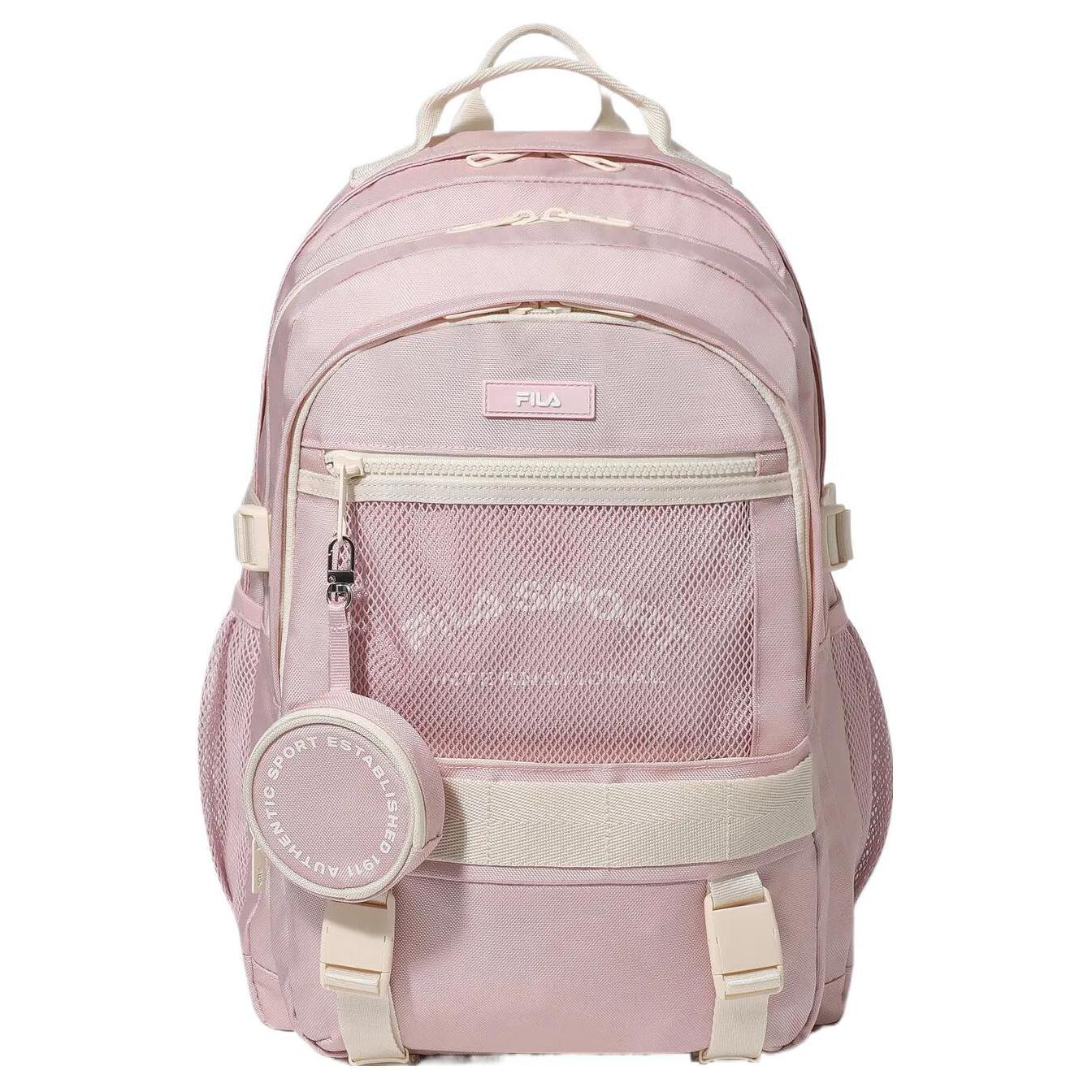 FILA Zip Closure Polyester Backpack Regular Unisex Light Pink