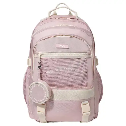 FILA Zip Closure Polyester Backpack Regular Unisex Light Pink