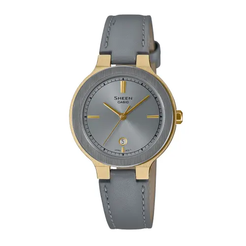 CASIO SHEEN Quartz Movement Genuine Leather Strap Watch Women's Watch Gray Dial