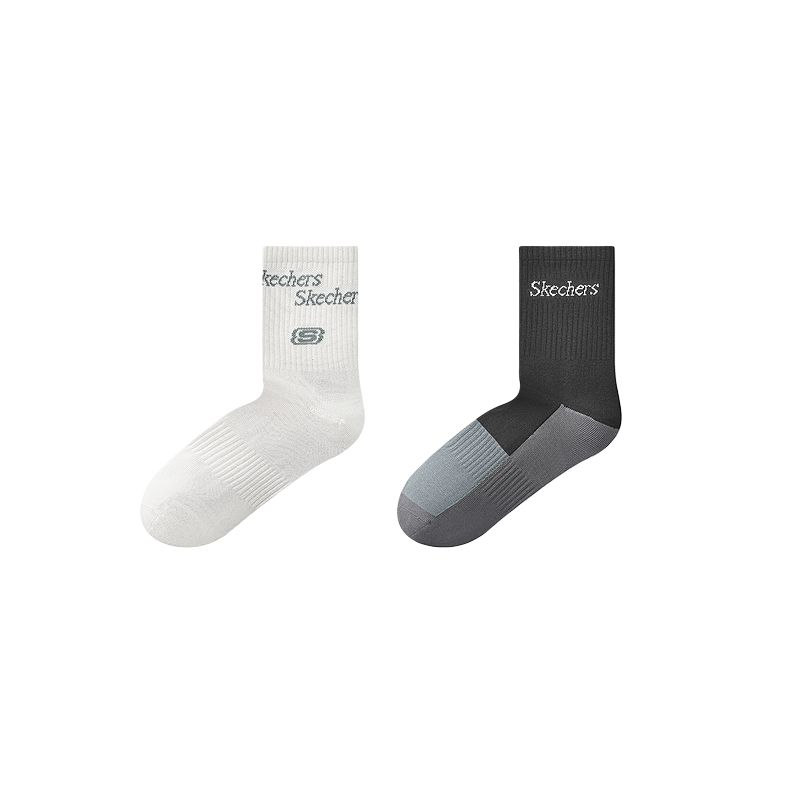 Skechers Sports League Collection Crew Socks Unisex 2 Pack Denim Gray/Black