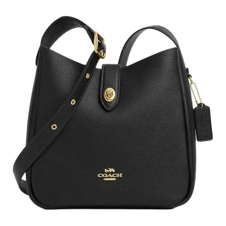 COACH Hadley Pebbled Leather Shoulder Bag, Crossbody Bag Medium Women's Black