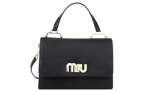 MIU MIU Genuine Leather One Shoulder Handbag Women's Black