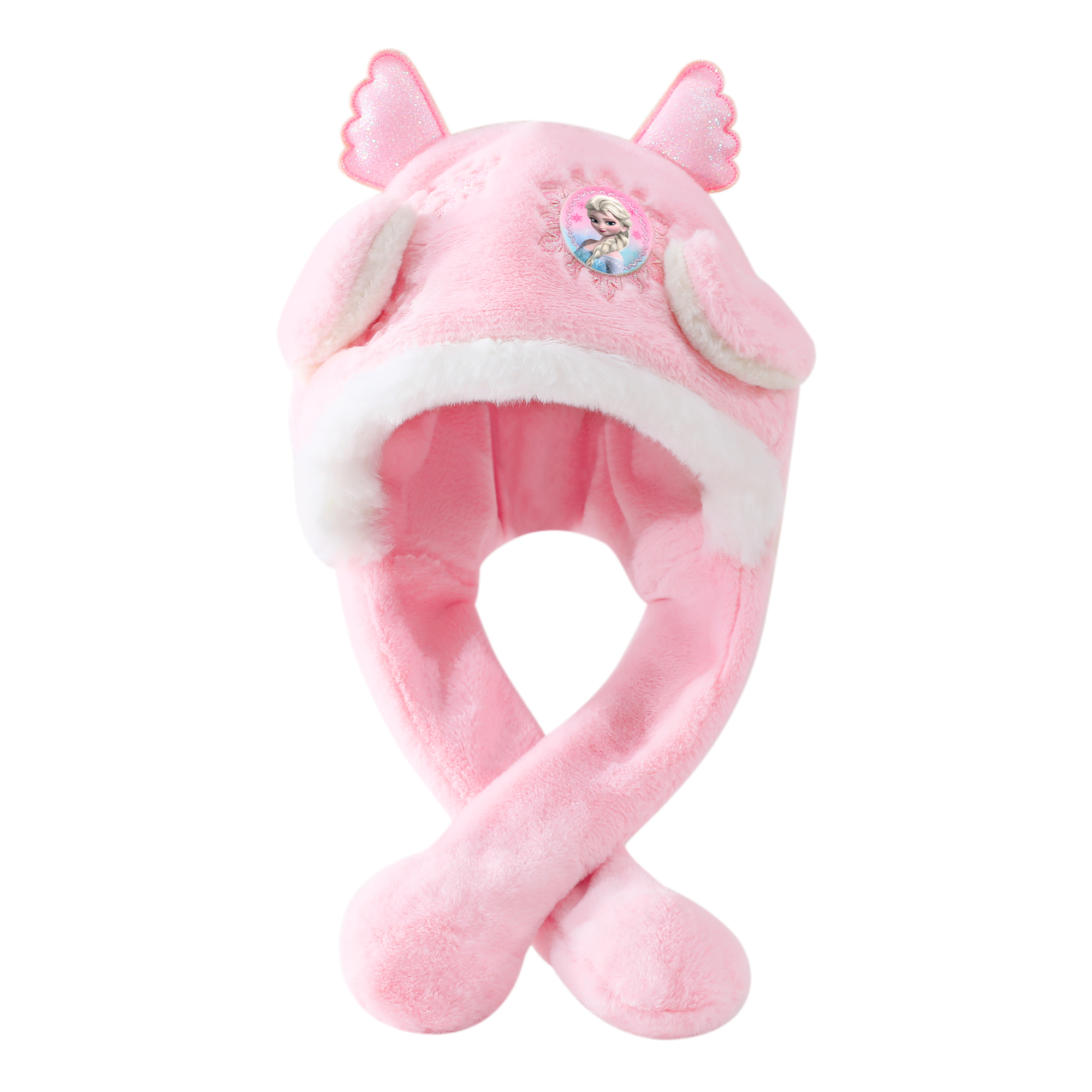 Disney Disney Frozen Series Moving Ears Princess Elsa's soft girl is versatile and girly, good-looking and warm in autumn and winter, ear protection artifact, comfortable, soft and thick, windproof and cold-proof, polyester fiber velvet hat, children's version, pink