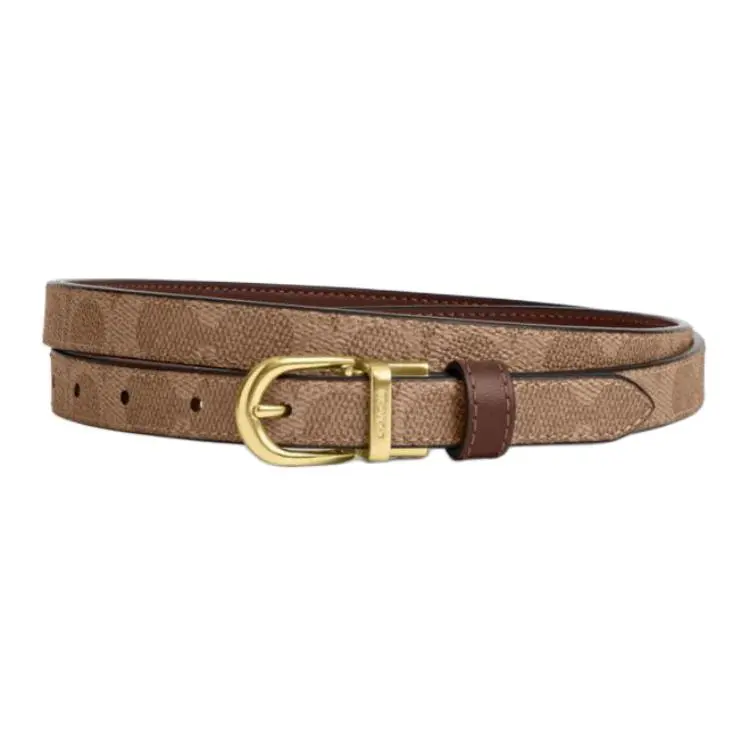 COACH Coated Canvas With Calfskin Leather Belts Women's Tan/Brown Width 1.8cm