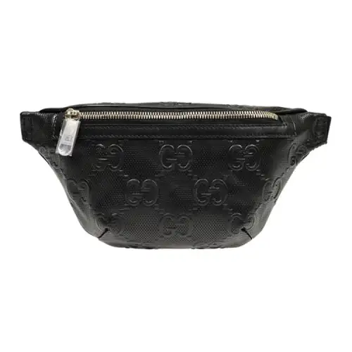 GUCCI Leather Shoulder Bag, Crossbody Bag, Sling Bag, Fanny Pack Unisex Black