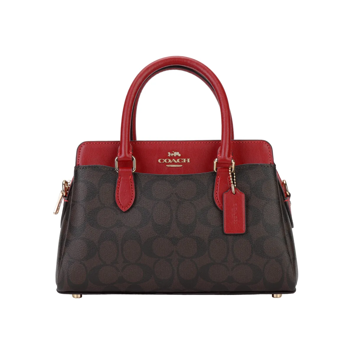COACH Darcie PVC Shoulder Bag, Crossbody Bag, Handbag Medium Women's Gold & Brown & Red
