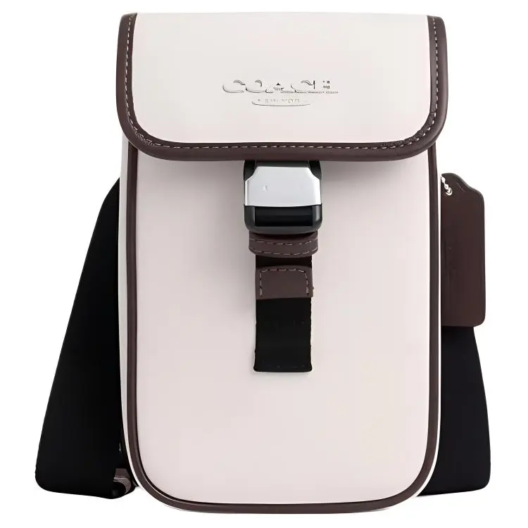 COACH Smooth Calfskin Cell Phone Pouch, Shoulder Bag, Crossbody Bag Men's Chalk