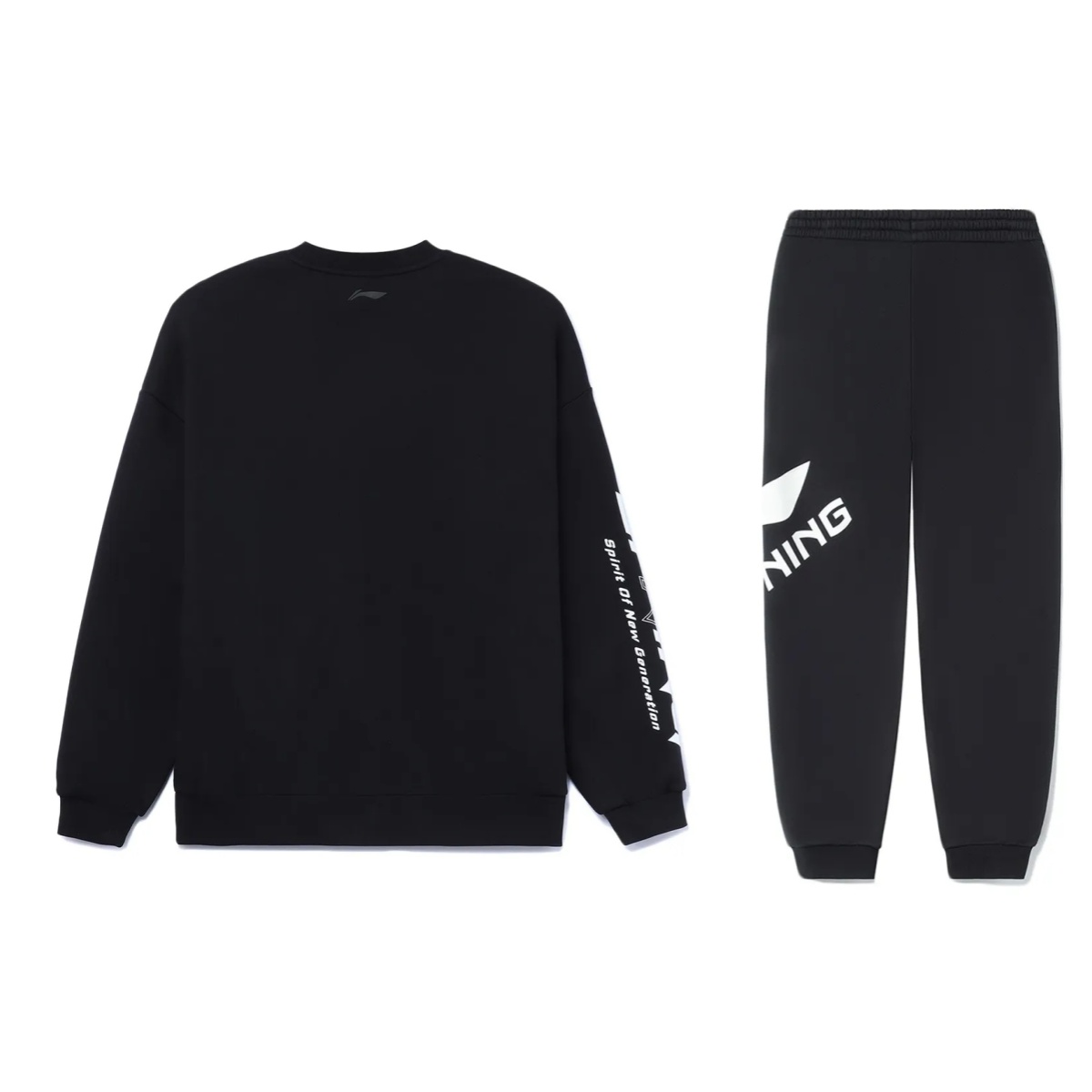 Li Ning Crew Neck Fleece Lined Thermal Long Sleeved Casual Sportswear Men’s Black