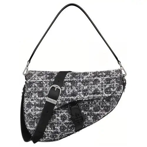 DIOR Saddle Tweed Saddle Bag, Crossbody Bag, Shoulder Bag Men's Marine Blue