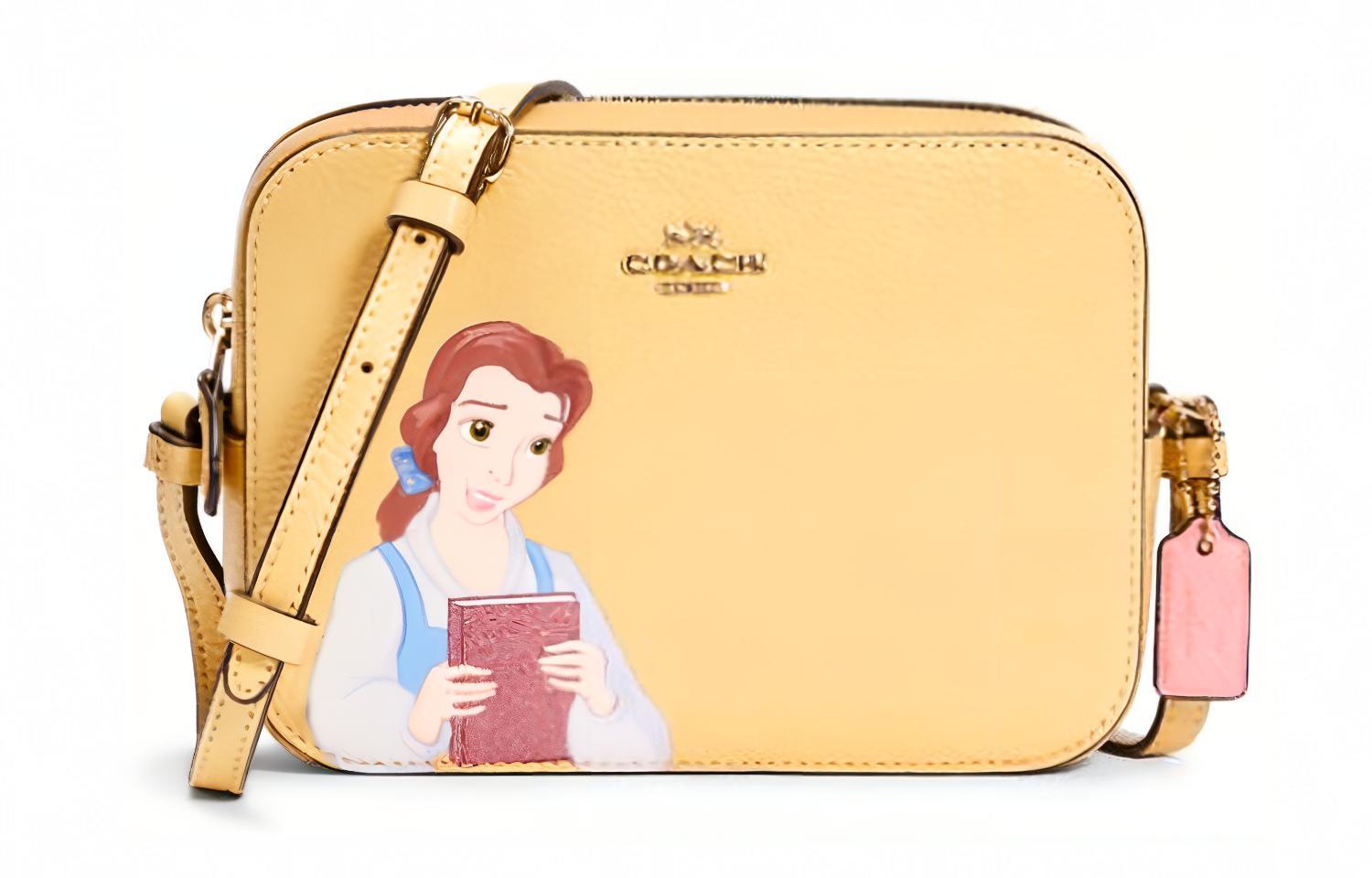COACH Disney, cartoon camera, equipment bag, small yellow one-shoulder bag