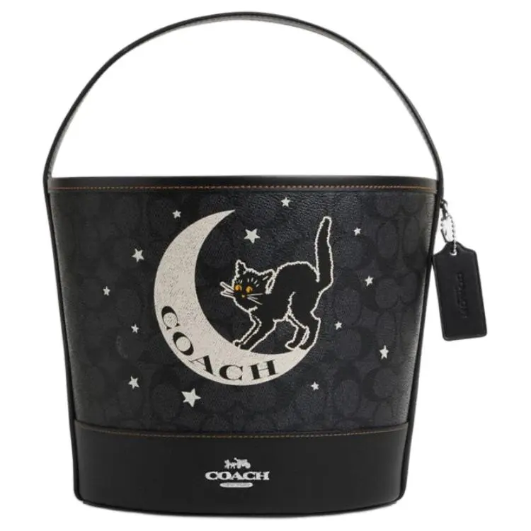 COACH Coated Canvas Handbag Small Unisex Black