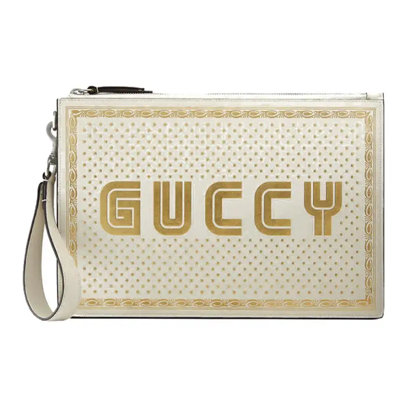 GUCCI Leather Clutch Unisex White