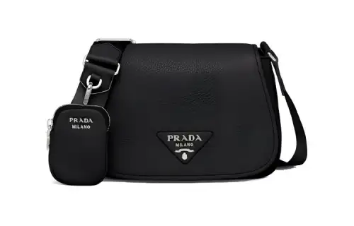 PRADA Leather Shoulder Bag, Crossbody Bag Women's Black