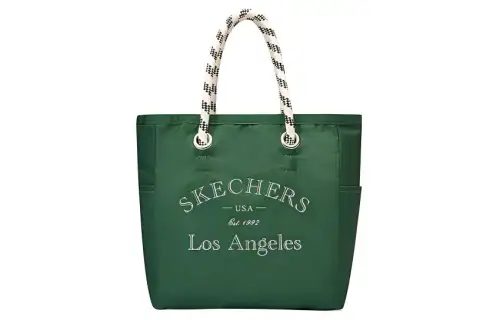 Skechers LeSportsac LePoesi, Collaboration Fabric Tote Bag, Shopping Bag, Shoulder Bag, Handbag Large Unisex Dark Green