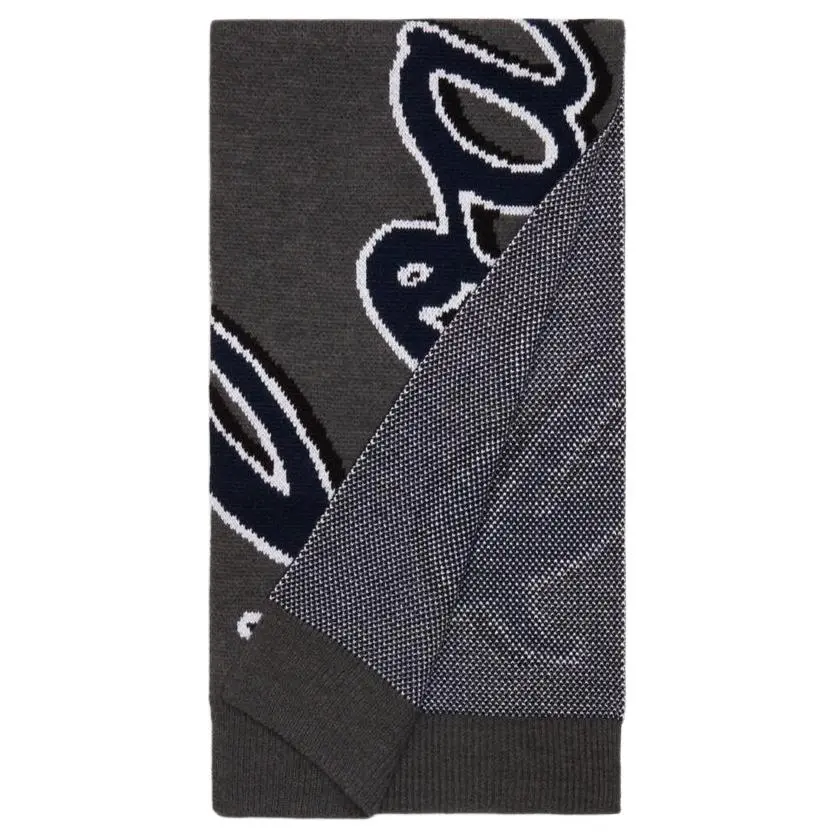 COACH Patterned Print Acrylic, Wool Knit Scarves Unisex Gray