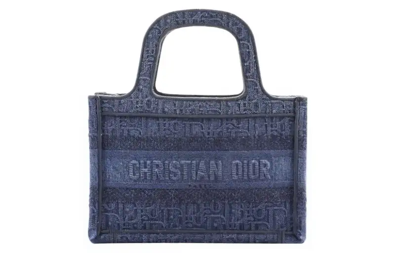 DIOR BookTote Denim Canvas Bag, Tote Bag, Shopping Bag, Handbag Mini Women's Blue