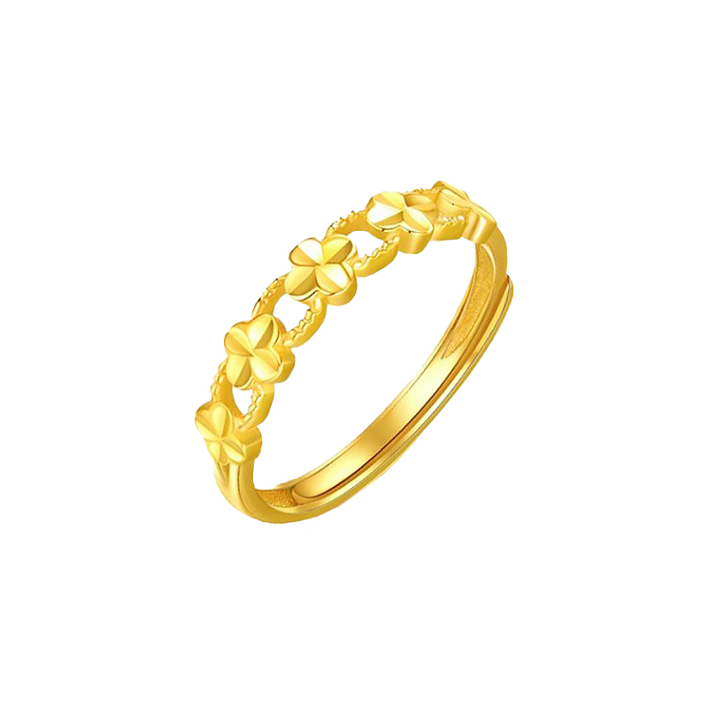 Chinese Jewelry SINO GEM Lucky Four Leaf Clover Exquisite, light luxury, high-end nobility, niche design, gentle and elegant, cute for daily commuting, cool and romantic, pure gold, priced by the gram, gold ring, women's style