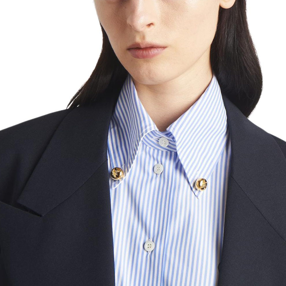 Женская рубашка Prada SS24 Logo (голубая) — фото 10
