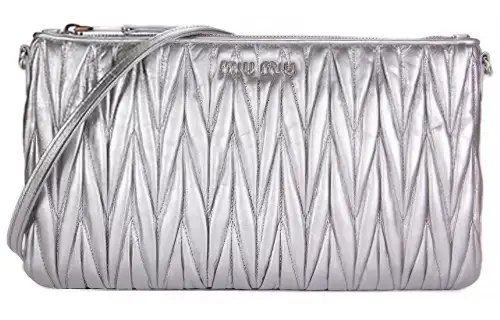 MIU MIU Cow Leather Shoulder Bag, Crossbody Bag Women's Silver
