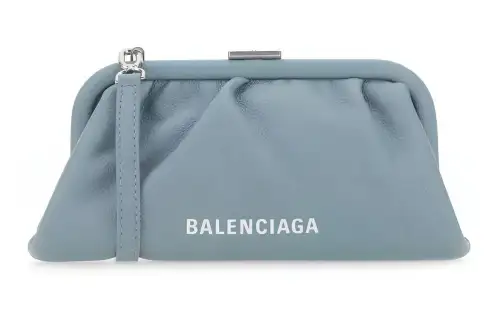 Balenciaga Cow Leather, Leather Clutch Women's Blue