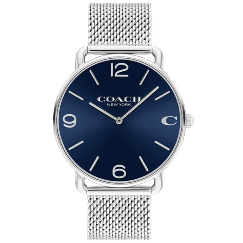 COACH ELLIOT Wrist Watches Quartz Movement Steel Strap Blue Dial Men's Watches 30m Water Resistant